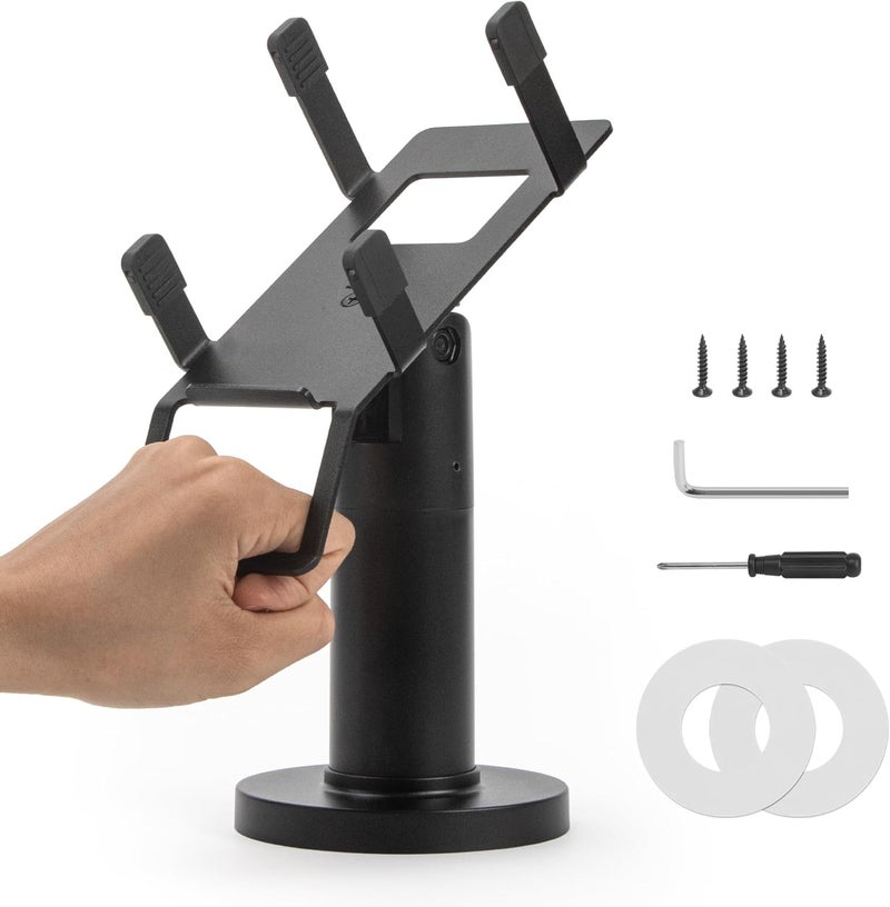 CRIZISTON Square Terminal Stand for Pax A80 – 7" Tall Swivel & Tilt POS Terminal Holder with Screw-in/Adhesive Install(Complete Kits), Credit Card Reader POS Machine Stand Compatible with Pax A80 - Image 1